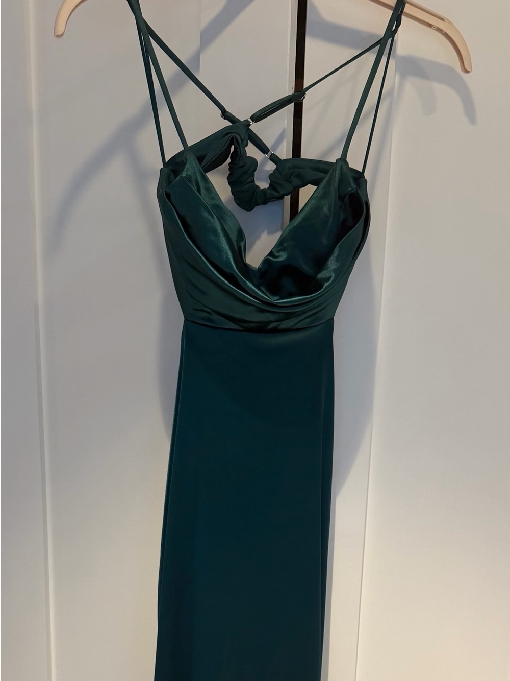 NWT Elegant Dark Teal Satin Maxi Dress